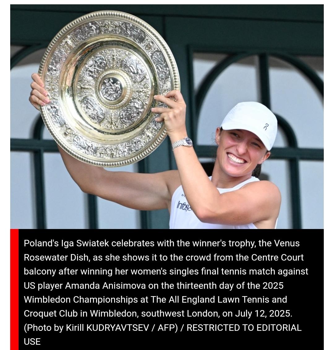 Swiatek beats Anisimova 6-0, 6-0 to win historic Wimbledon title