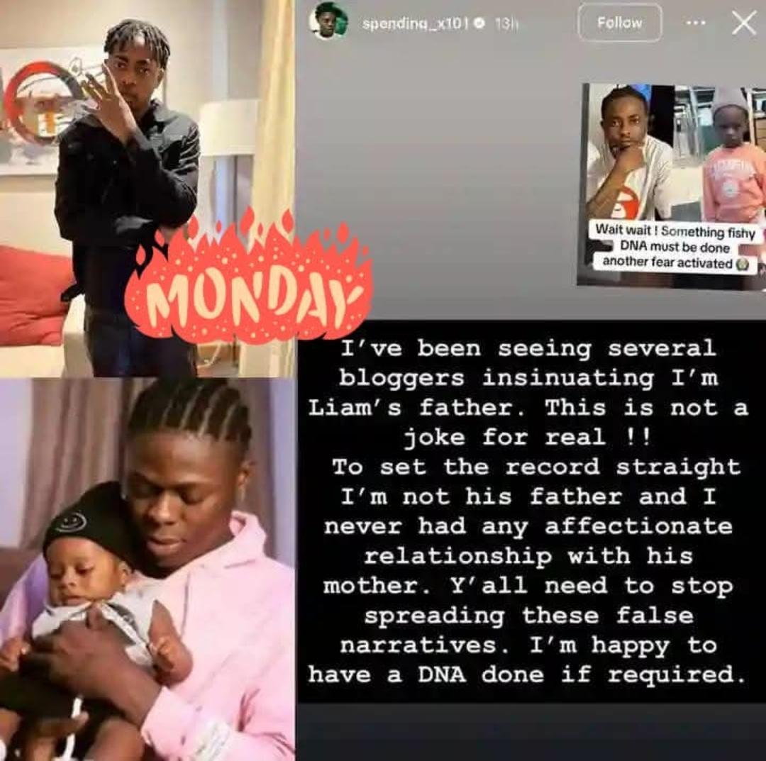 Mohbad's Associate, Spending Reacts to Speculations of being Liam's father